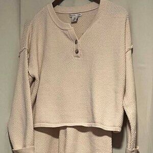 Sincerely Jules Knit Two Piece Lounge Set Cream Size S